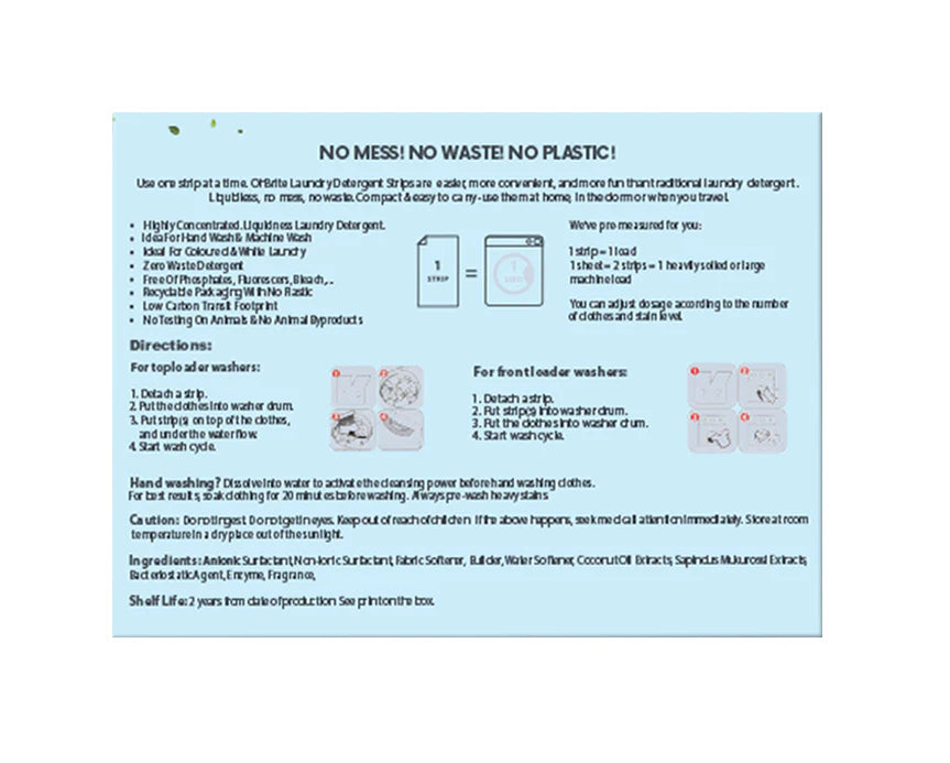 NATURAL BIO-DEGRADABLE LAUNDRY DETERGENT SHEET