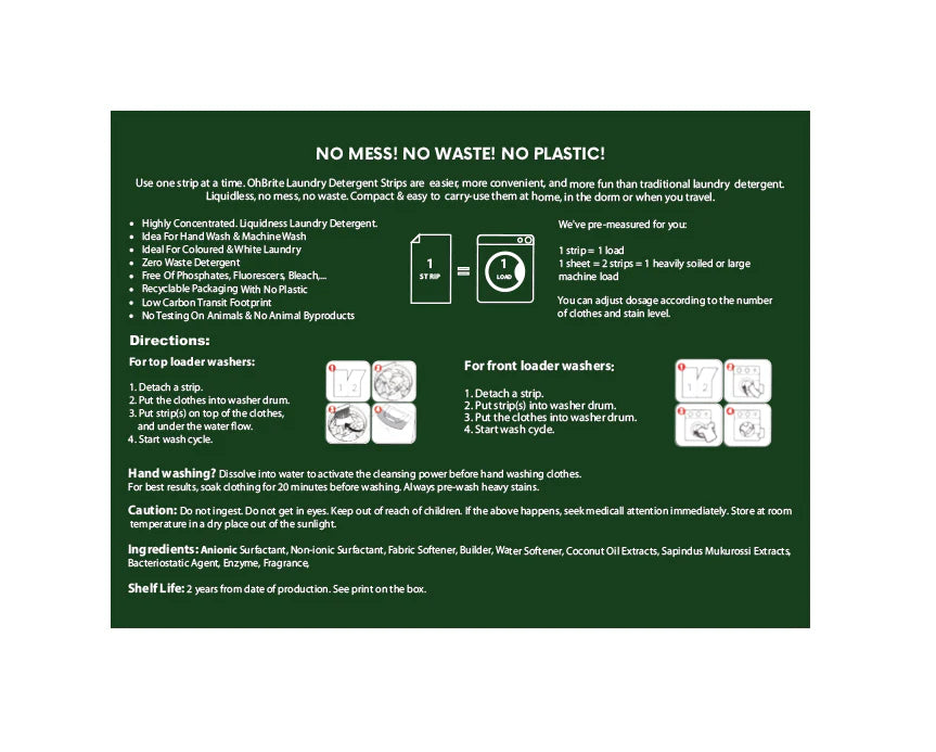NATURAL BIO-DEGRADABLE LAUNDRY DETERGENT SHEET