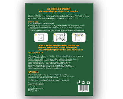 NATURAL BIO-DEGRADABLE DISHWASHING DETERGENT SHEETS