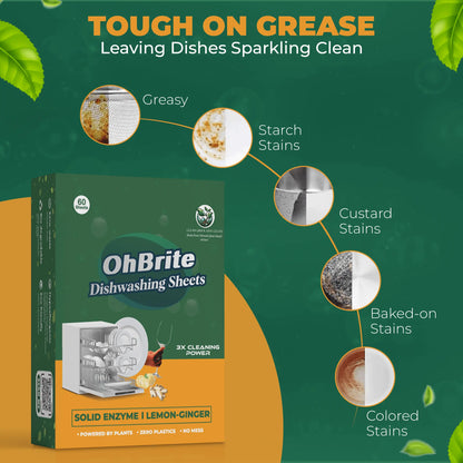 NATURAL BIO-DEGRADABLE DISHWASHING DETERGENT SHEETS - Natural dishwashing sheets for spotless, chemical-free cleaning