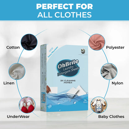“Natural biodegradable laundry detergent sheets bundle featuring multiple scents in sustainable OhBrite packaging”